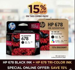 HP 678 Black and Tri-Color Ink Cartridge COMBO PAKC